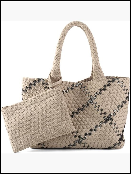 Handbags - Large Neoprene Woven Tote Bag Handmade Hobo Shoulder Retro Vintage Summer Beach